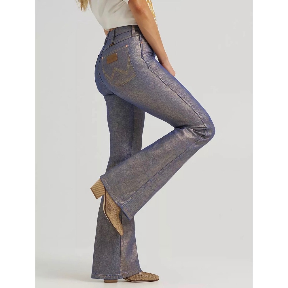 Wrangler x Lainey Wilson Glitter Flare Jeans Blue Western Country Glam 24x34